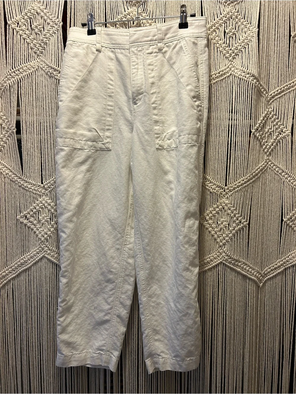 Banana Republic Woman Balloon Linen Blend Pants in Off-White